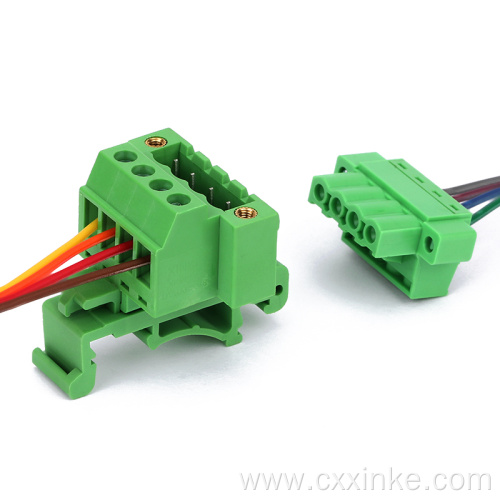UK replace male and female din rail mounted terminal block connector with flange